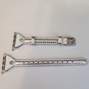 Silver Leather Watch Strap Apple Watch Compatible
